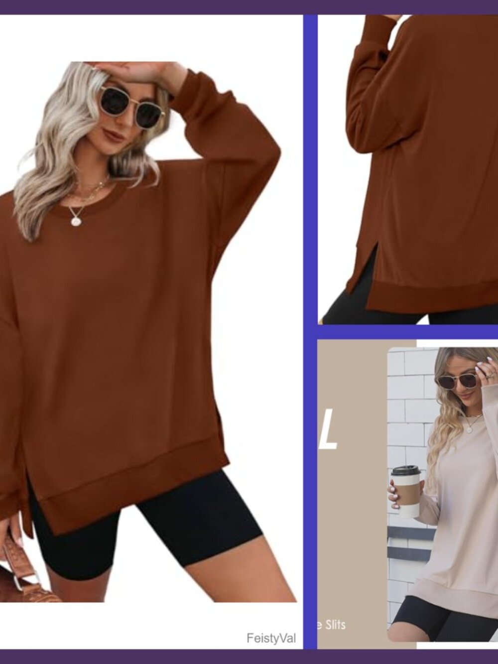 Oversized Sweatshirt Pullover Casual Crewneck Long Sleeve Comfy Top